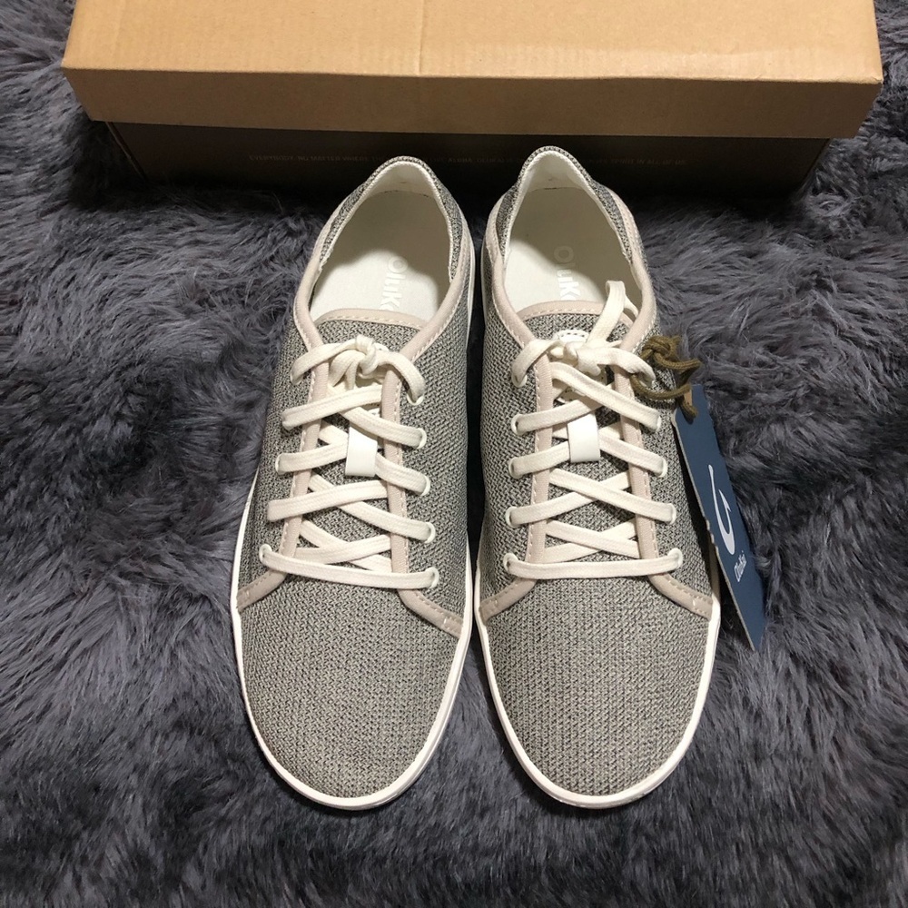Olukai Womens Pehuea Li Lace up Canvas Sneakers Shoes, Size 7.5, Tapa/White Sand - Picture 2 of 7